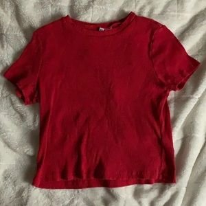 red ribbed tee from h&m